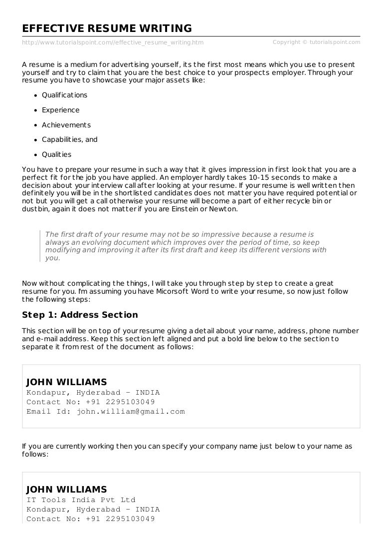 how to write effective resumes