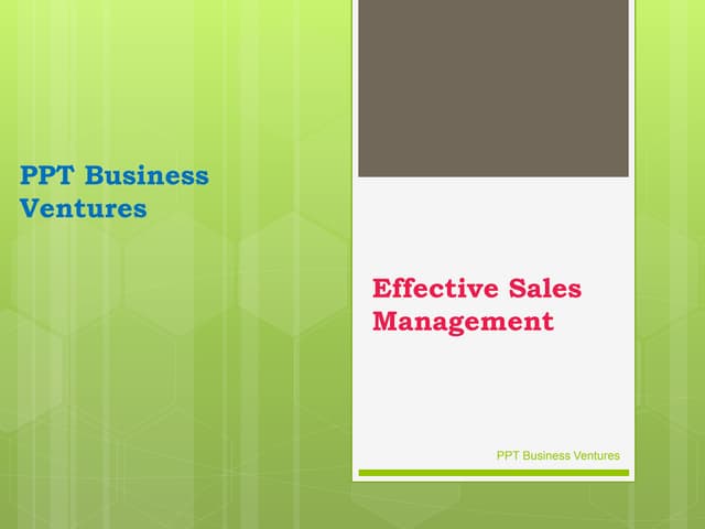 Effective sales management