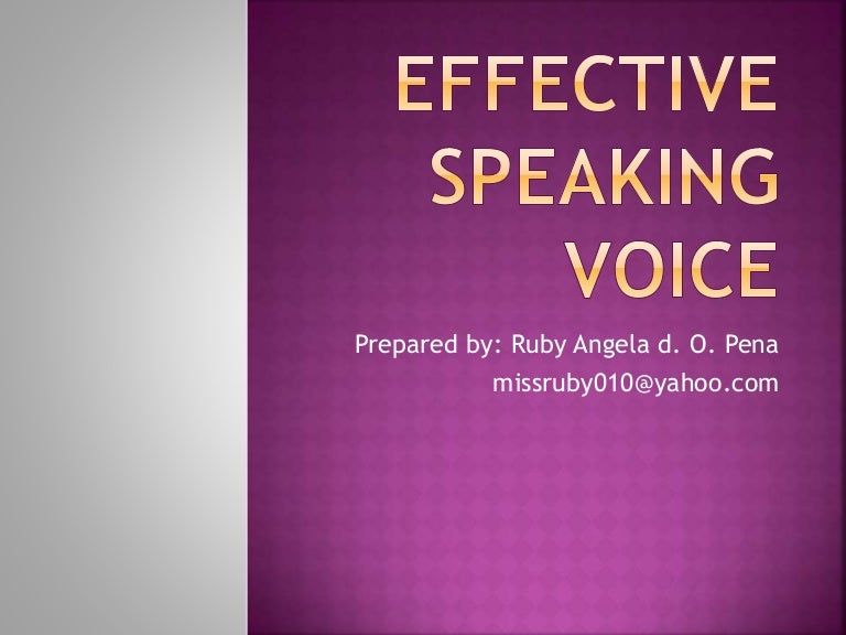 Effective speaking voice