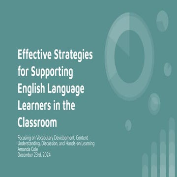 Effective Strategies for Supporting English Language Learners in the Classroo...