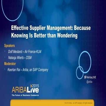 Effective Supplier Management: Because Knowing Is Better than Wondering