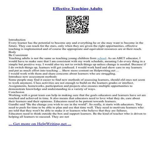 Effective Teaching Adults | PDF