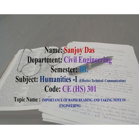 Enhancing Engineering Skills: Rapid Reading and Effective Note-Taking ...