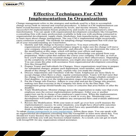 Effective Techniques For CM Implementation In Organizations