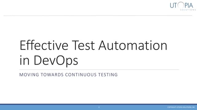 Effective Test Automation in DevOps