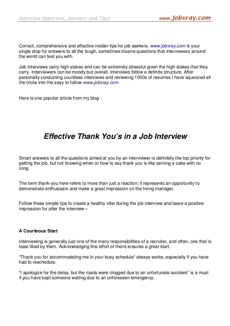 effective thank yous in a job interview from www jobxray com thank you for job interview