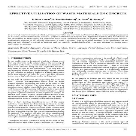 Effective utilisation of waste materials on concrete