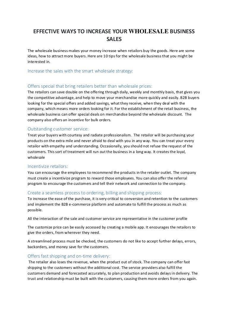 Effective Ways To Increase Your Wholesale Business Sales