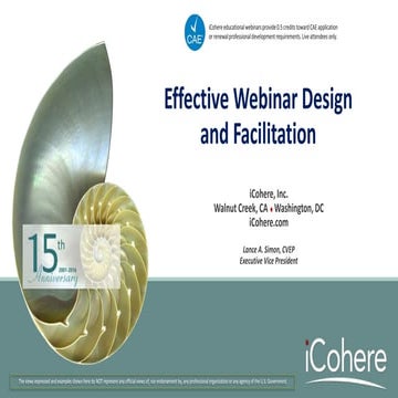 Effective webinar design and facilitation