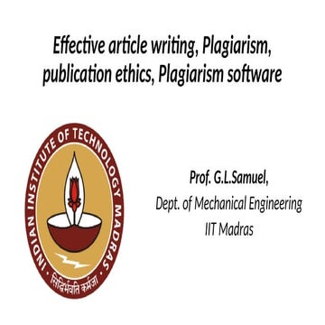 Effective Writing of journal research articles