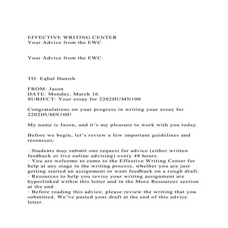EFFECTIVE WRITING CENTERYour Advice from the EWCYour Adv.docx
