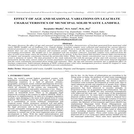 Effect of age and seasonal variations on leachate