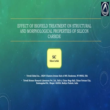 Effect of Biofield Treatment on Structural and Morphological Properties of Si...
