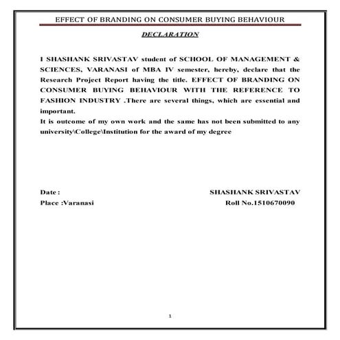 Effect of branding on consumer buying behaviour