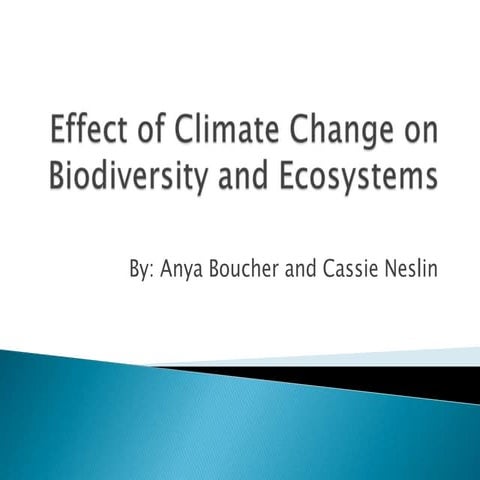 Effect of climate change on biodiversity and ecosystems