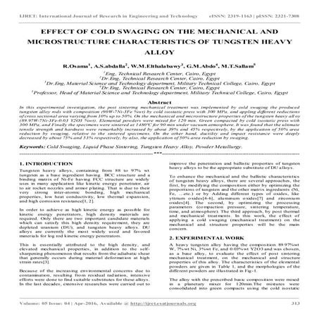 Effect of cold swaging on the mechanical and microstructure characteristics o...