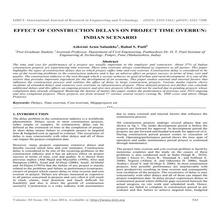 Effect of construction delays on project time overrun