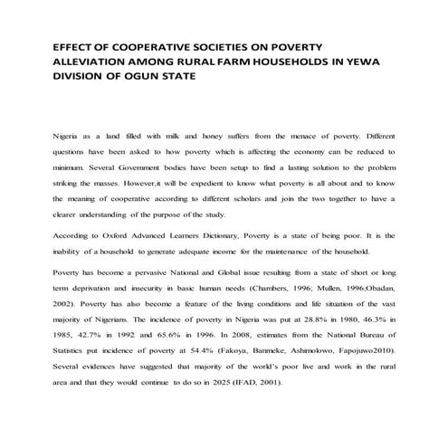 Effect of cooperative societies on poverty alleviation among rural farm ...