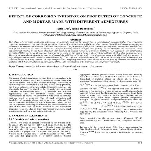 Effect of corrosion inhibitor on properties of concrete