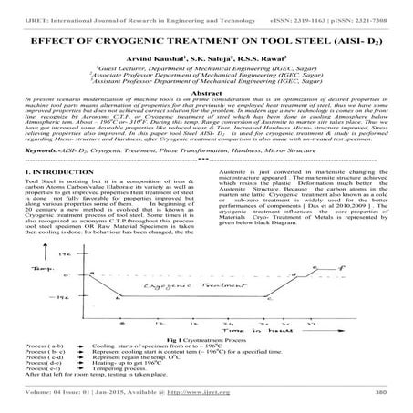 Effect of cryogenic treatment on tool steel (aisi  ¬d2)