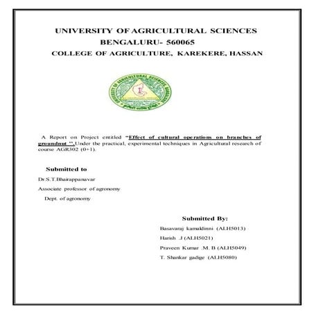 Effect of cultural practices on branching of groundnut report