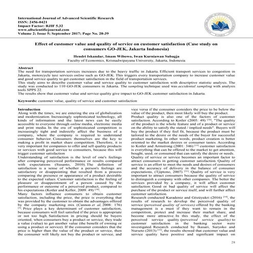 Effect of customer value and quality of service on customer satisfaction (case study on