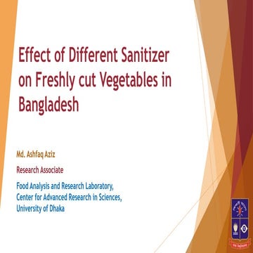 Effect of Different Sanitizers on Vegetables in Bangladesh