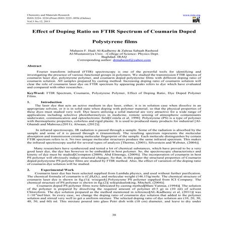 Effect of doping ratio on ftir spectrum of coumarin doped