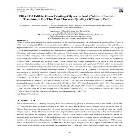 Effect of edible gum coating,glycerin and calcium lactate