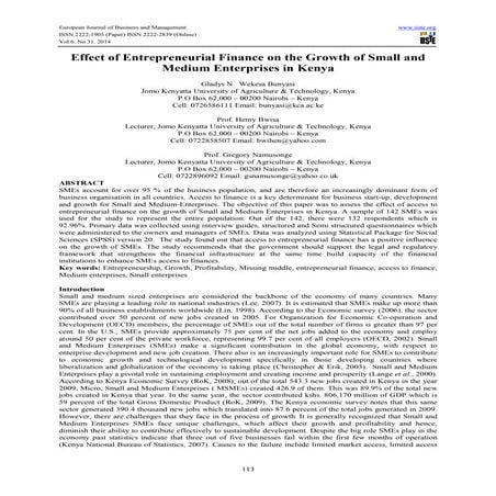 Effect of entrepreneurial finance on the growth of small and | PDF