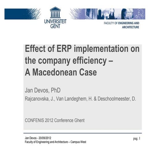 Effect of ERP implementation on the company efficiency - A Macedonian case