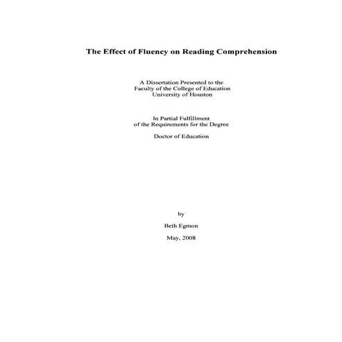 Effect of fluency on reading comprehension