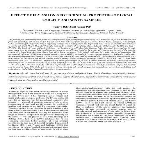 Effect of fly ash on geotechnical properties of local soil fly ash mixed samples