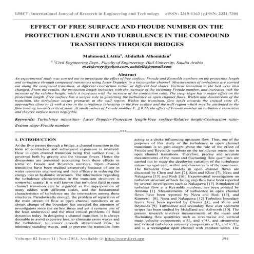 Effect of free surface and froude number on the protection length and turbule...