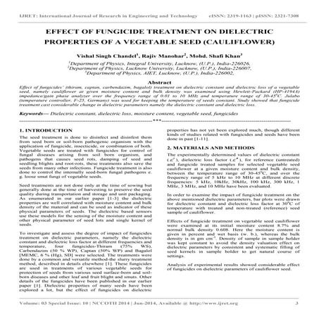 Effect of fungicide treatment on dielectric