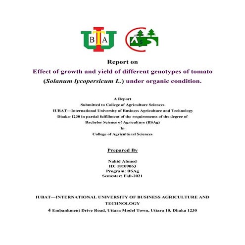 Effect of growth and yield of different genotypes of tomato (Solanum ...