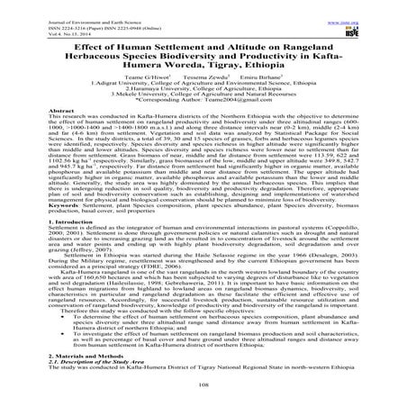 Effect of human settlement and altitude on rangeland herbaceous species biodi...