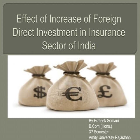 Effect of increase of foreign direct investment in insurance sector