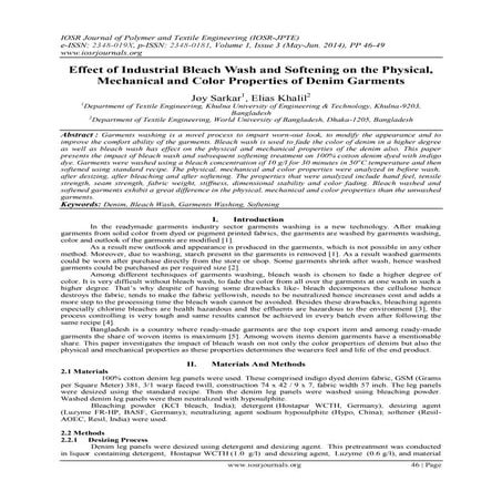 Effect of industrial bleach wash and softening on the physical, mechanical an...