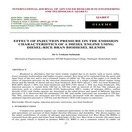 Performance Analysis of Bio-gas Diesel Dual Fuel Engine | PPTX