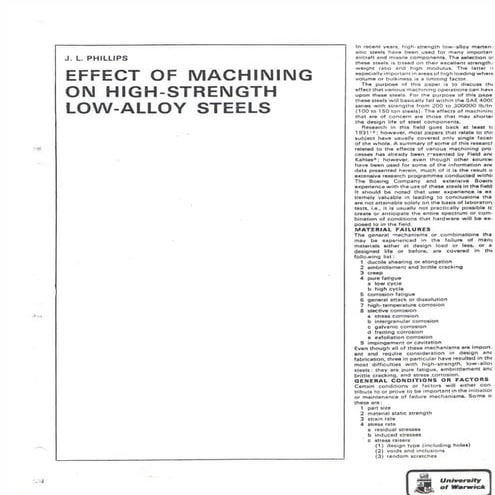 Effect of machining on high strength low-alloy steels