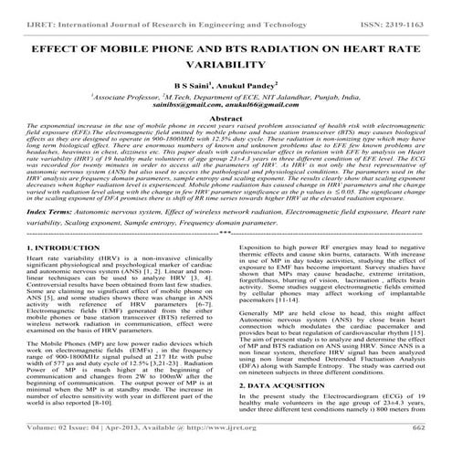 Effect of mobile phone and bts radiation on heart rate