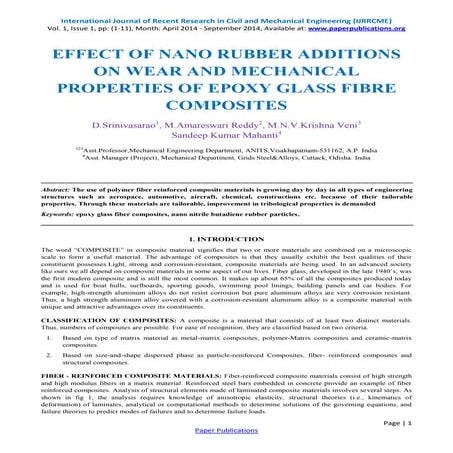 EFFECT OF NANO RUBBER ADDITIONS ON WEAR AND MECHANICAL PROPERTIES OF EPOXY GL...