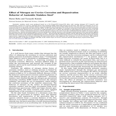 Effect of nitrogen on crevice corrosion and repassivation