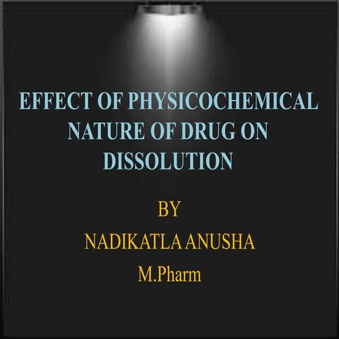 EFFECT OF PHYSICOCHEMICAL NATURE OF DRUG ON DISSOLUTION