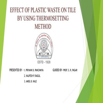 Making Of Economical Plastic Tiles Using Plastic Waste | PDF