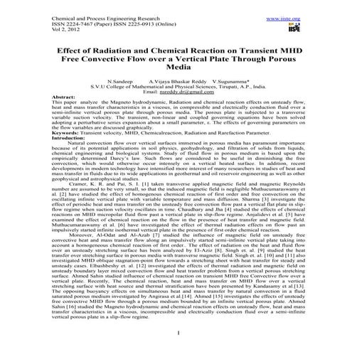 Chemical reaction and radiation effect on mhd flow past an ...