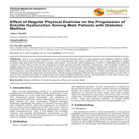 Effect of regular physical exercise on the progression of of erectile dysfunc...