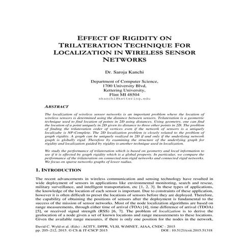 Effect of Rigidity on Trilateration Technique for Localization in Wireless Se...