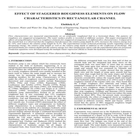 Effect of staggered roughness elements on flow characteristics in rectangular...